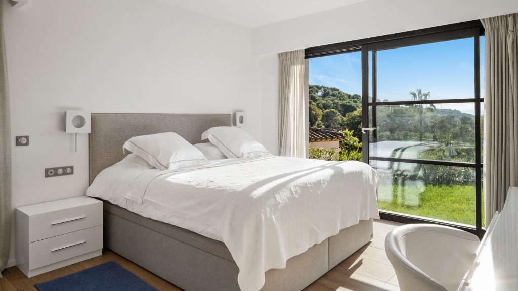 Villa Essence bedroom with terrace view