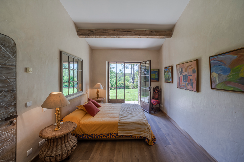 Bedroom with garden view at Provencal Villa Mougins