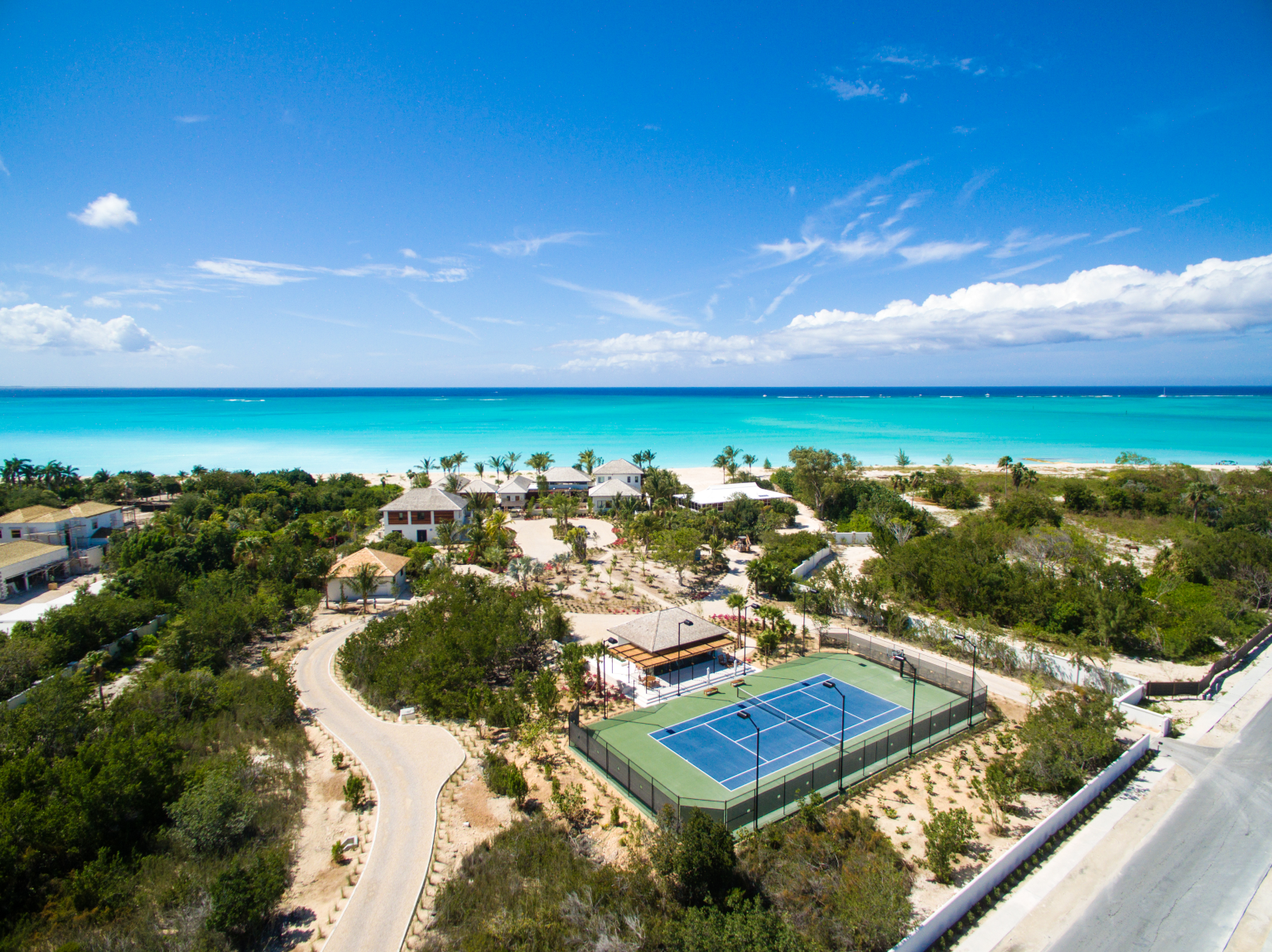 Private tennis court at Hawksbill Tennis Estate on Grace Bay, Turks and Caicos