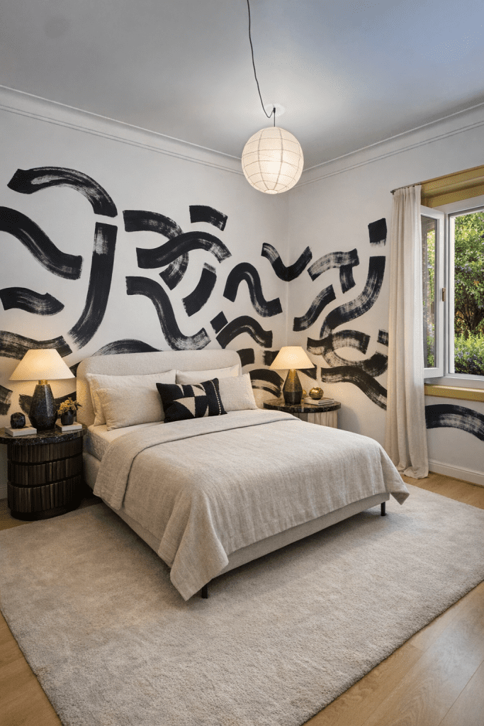 Quinta Paradiso bedroom with graphic headboard