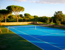 Private tennis court at Villa H2O, a home with a private court for rent in San Teodoro, Sardinia